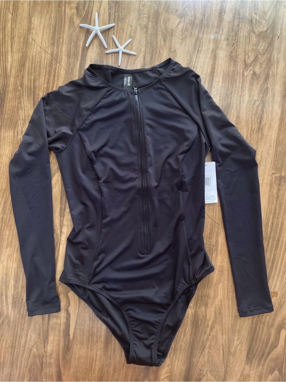 Hurley Long Sleeve Black Zip Front Women’s Swim Suit
